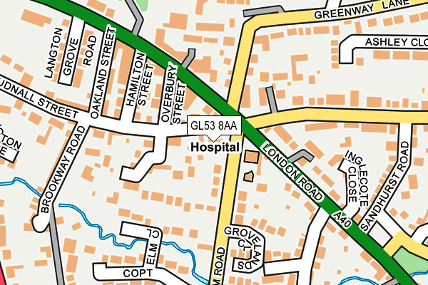 GL53 8AA map - OS OpenMap – Local (Ordnance Survey)