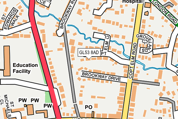 GL53 8AD map - OS OpenMap – Local (Ordnance Survey)