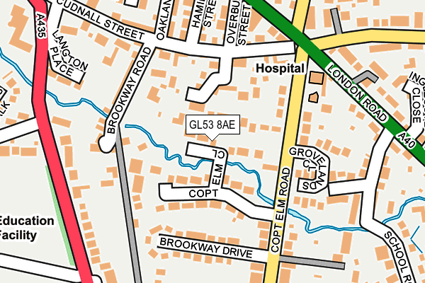 GL53 8AE map - OS OpenMap – Local (Ordnance Survey)