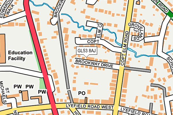 GL53 8AJ map - OS OpenMap – Local (Ordnance Survey)