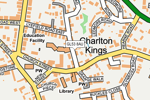 GL53 8AU map - OS OpenMap – Local (Ordnance Survey)