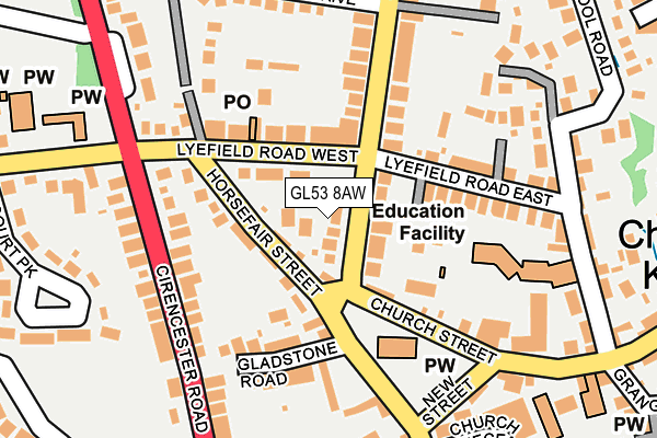 GL53 8AW map - OS OpenMap – Local (Ordnance Survey)