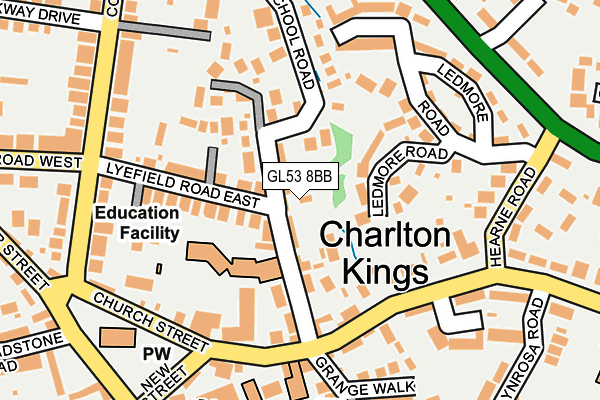 GL53 8BB map - OS OpenMap – Local (Ordnance Survey)