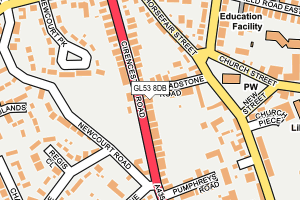 GL53 8DB map - OS OpenMap – Local (Ordnance Survey)
