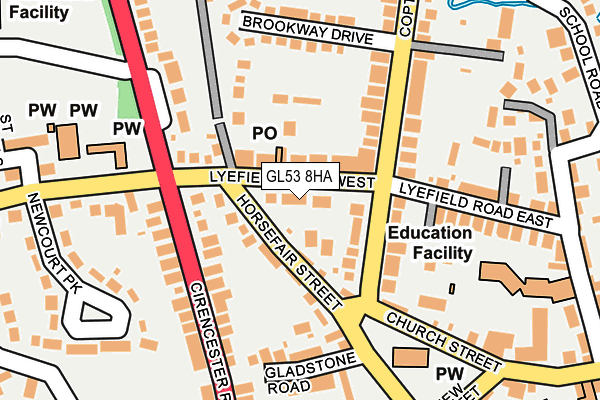 GL53 8HA map - OS OpenMap – Local (Ordnance Survey)