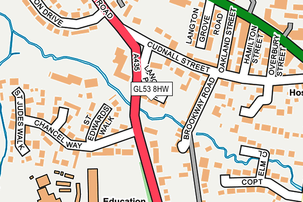 GL53 8HW map - OS OpenMap – Local (Ordnance Survey)