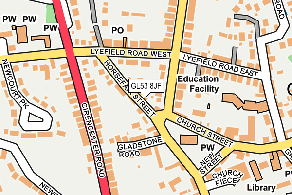 GL53 8JF map - OS OpenMap – Local (Ordnance Survey)