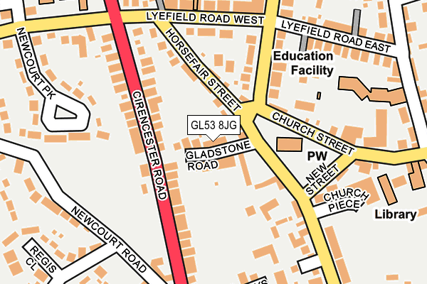GL53 8JG map - OS OpenMap – Local (Ordnance Survey)