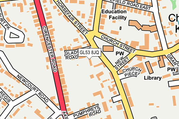GL53 8JQ map - OS OpenMap – Local (Ordnance Survey)