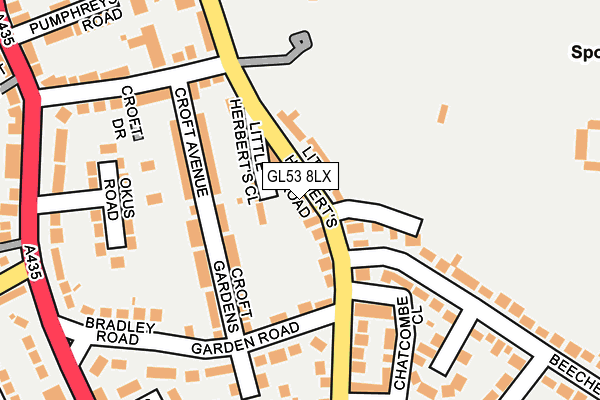 GL53 8LX map - OS OpenMap – Local (Ordnance Survey)