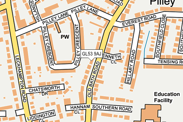 GL53 9AJ map - OS OpenMap – Local (Ordnance Survey)