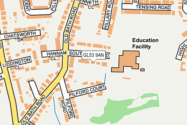 GL53 9AN map - OS OpenMap – Local (Ordnance Survey)