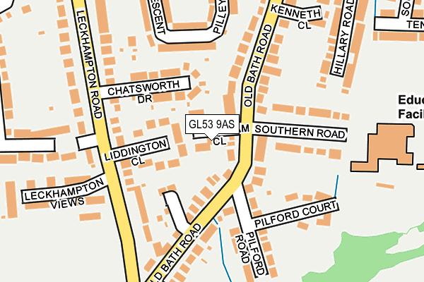 GL53 9AS map - OS OpenMap – Local (Ordnance Survey)