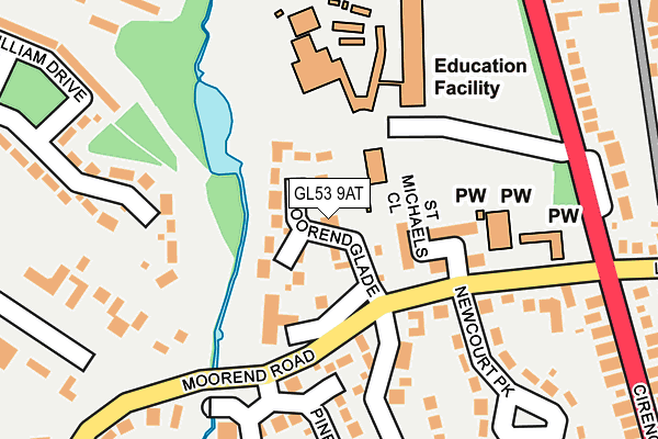 GL53 9AT map - OS OpenMap – Local (Ordnance Survey)