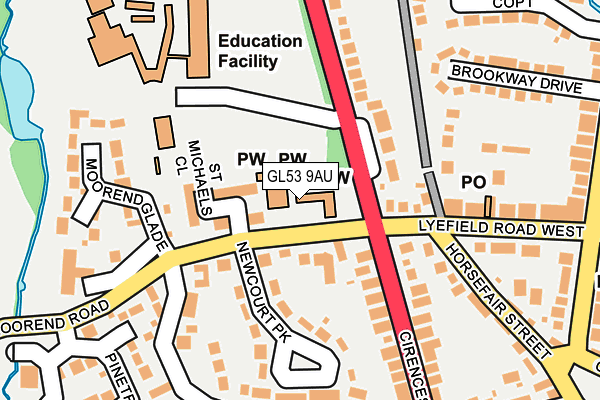 GL53 9AU map - OS OpenMap – Local (Ordnance Survey)