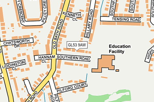 GL53 9AW map - OS OpenMap – Local (Ordnance Survey)