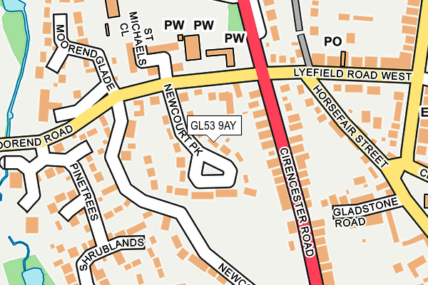 GL53 9AY map - OS OpenMap – Local (Ordnance Survey)