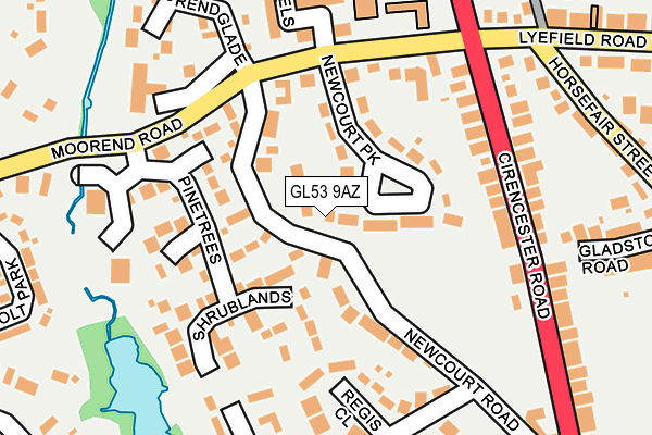 GL53 9AZ map - OS OpenMap – Local (Ordnance Survey)