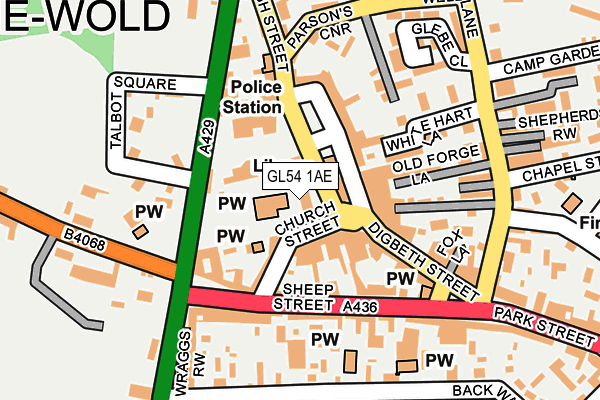 GL54 1AE map - OS OpenMap – Local (Ordnance Survey)