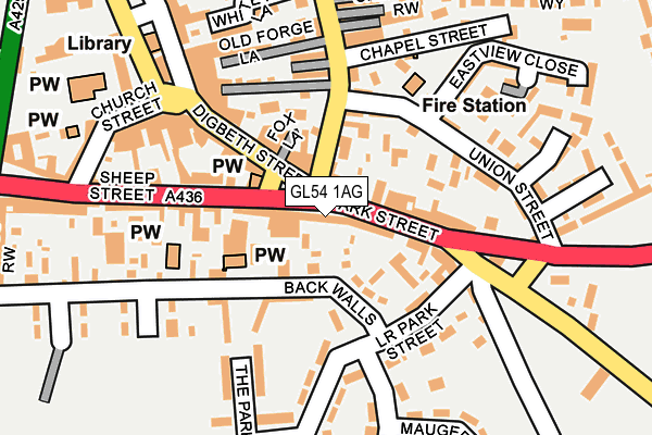 GL54 1AG map - OS OpenMap – Local (Ordnance Survey)