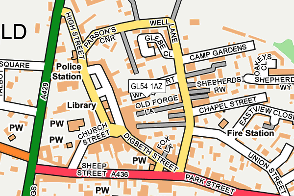 GL54 1AZ map - OS OpenMap – Local (Ordnance Survey)
