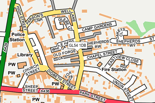 GL54 1DB map - OS OpenMap – Local (Ordnance Survey)