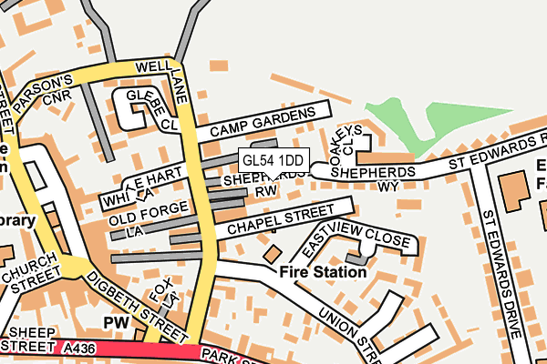 GL54 1DD map - OS OpenMap – Local (Ordnance Survey)