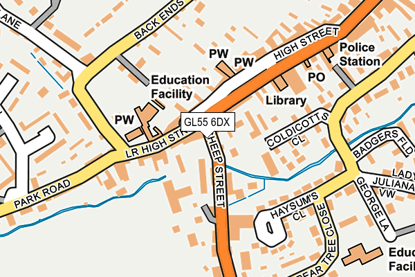 GL55 6DX map - OS OpenMap – Local (Ordnance Survey)