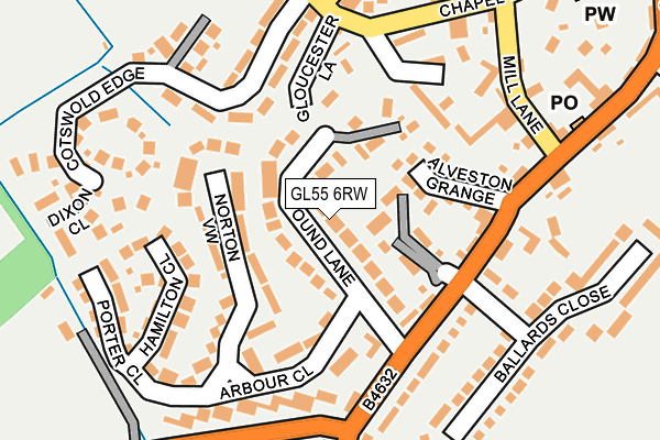 GL55 6RW map - OS OpenMap – Local (Ordnance Survey)