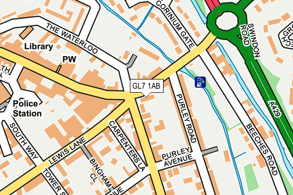 GL7 1AB map - OS OpenMap – Local (Ordnance Survey)