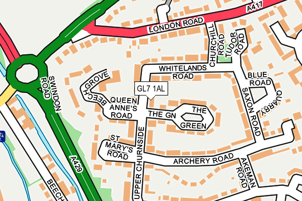 GL7 1AL map - OS OpenMap – Local (Ordnance Survey)