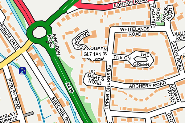 GL7 1AN map - OS OpenMap – Local (Ordnance Survey)