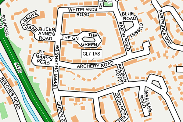 GL7 1AS map - OS OpenMap – Local (Ordnance Survey)