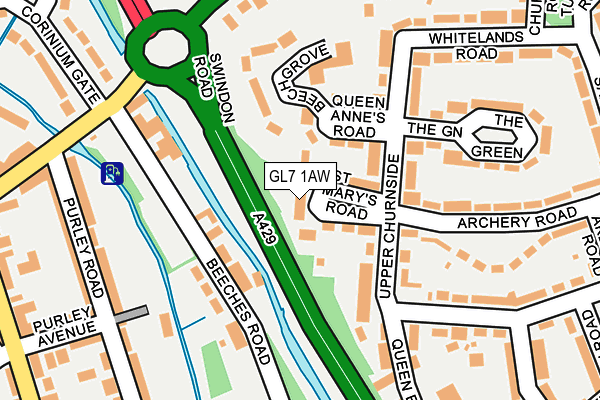 GL7 1AW map - OS OpenMap – Local (Ordnance Survey)