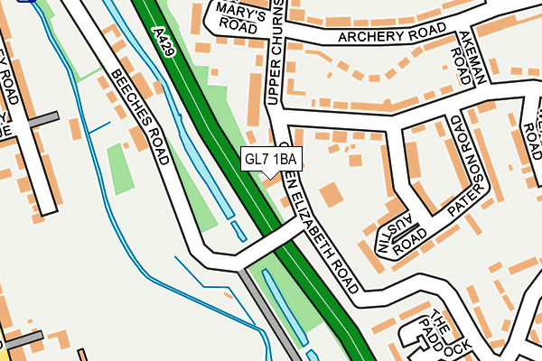 GL7 1BA map - OS OpenMap – Local (Ordnance Survey)