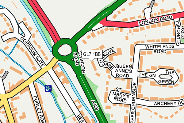 GL7 1BB map - OS OpenMap – Local (Ordnance Survey)