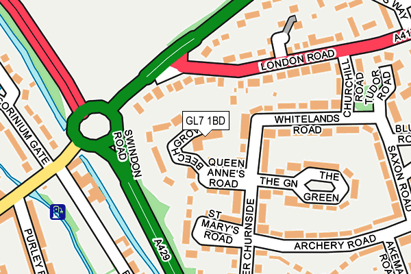 GL7 1BD map - OS OpenMap – Local (Ordnance Survey)