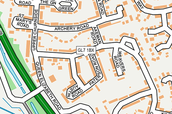 GL7 1BX map - OS OpenMap – Local (Ordnance Survey)