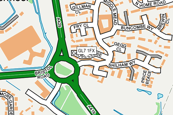 GL7 1FX map - OS OpenMap – Local (Ordnance Survey)