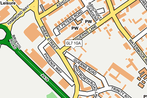 GL7 1GA map - OS OpenMap – Local (Ordnance Survey)