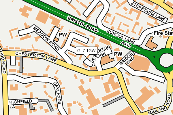 GL7 1GW map - OS OpenMap – Local (Ordnance Survey)