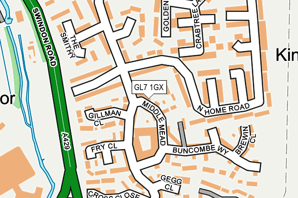 GL7 1GX map - OS OpenMap – Local (Ordnance Survey)