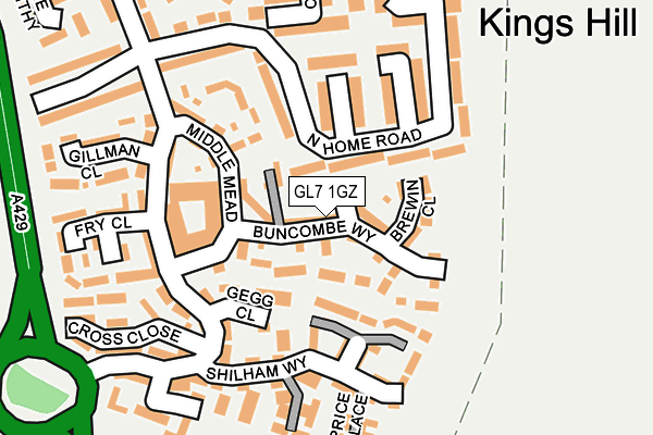 GL7 1GZ map - OS OpenMap – Local (Ordnance Survey)