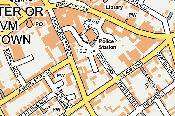 GL7 1JA map - OS OpenMap – Local (Ordnance Survey)