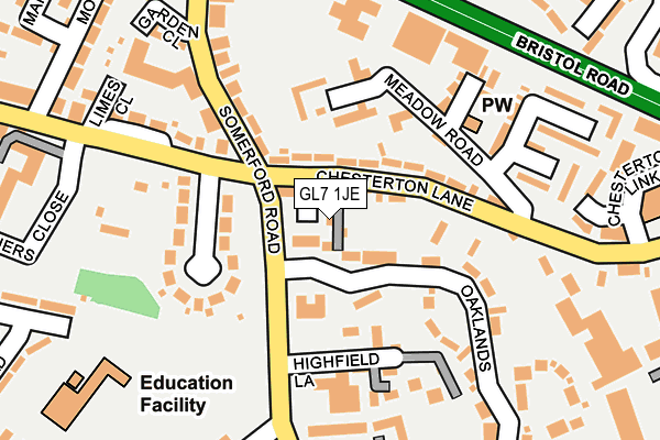 GL7 1JE map - OS OpenMap – Local (Ordnance Survey)