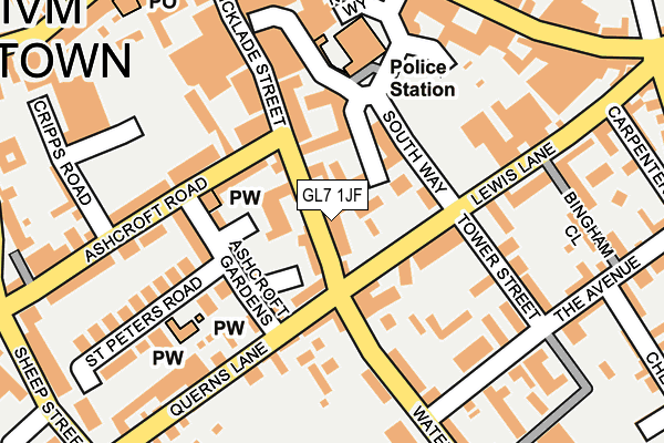 GL7 1JF map - OS OpenMap – Local (Ordnance Survey)