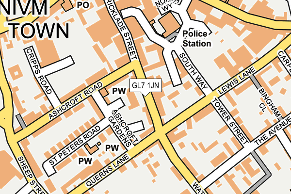 GL7 1JN map - OS OpenMap – Local (Ordnance Survey)