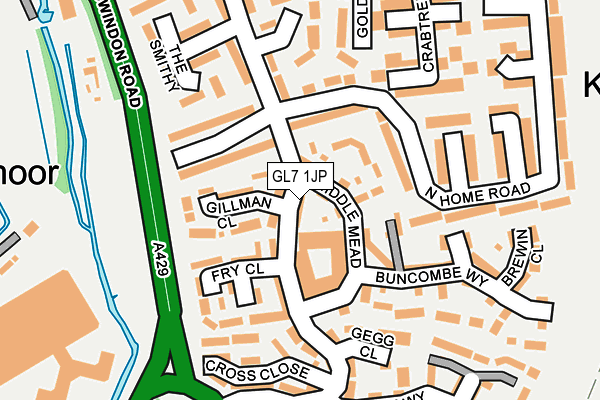GL7 1JP map - OS OpenMap – Local (Ordnance Survey)