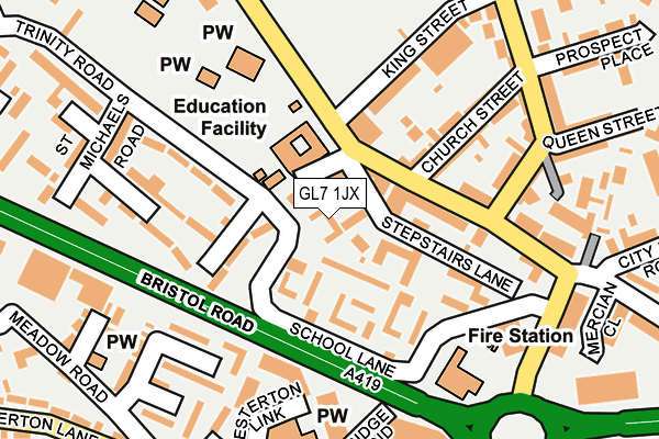 GL7 1JX map - OS OpenMap – Local (Ordnance Survey)