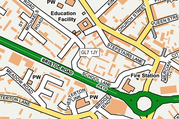 GL7 1JY map - OS OpenMap – Local (Ordnance Survey)